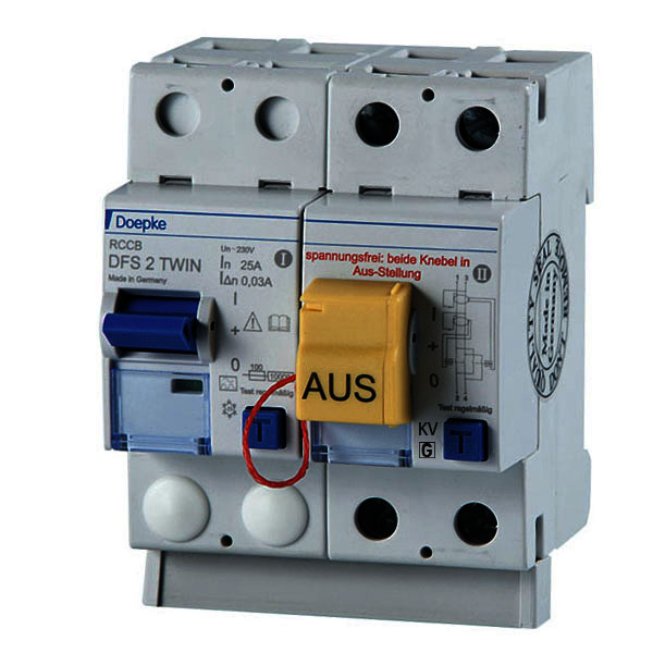 Residual current circuit-breakers DFS 2 A KV Twin, two-pole<br/>Residual current circuit-breakers DFS 2 A KV Twin, two-pole