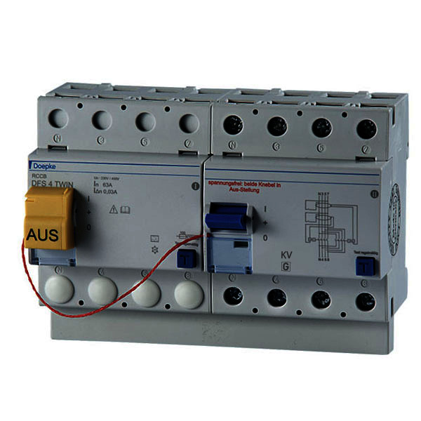 Interruptores diferenciales DFS 4 A KV Twin, 4 polos<br/>Interruptores diferenciales DFS 4 A KV Twin, 4 polos