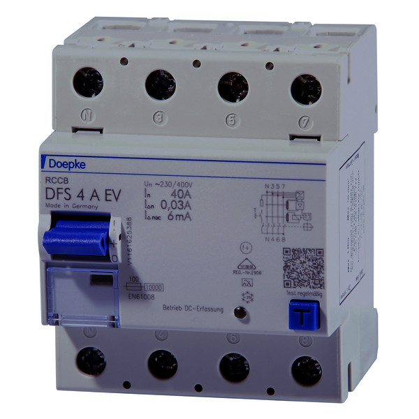 Interruptores diferenciales DFS 4 A EV, 2 polos<br/>Interruptores diferenciales DFS 4 A EV, 2 polos