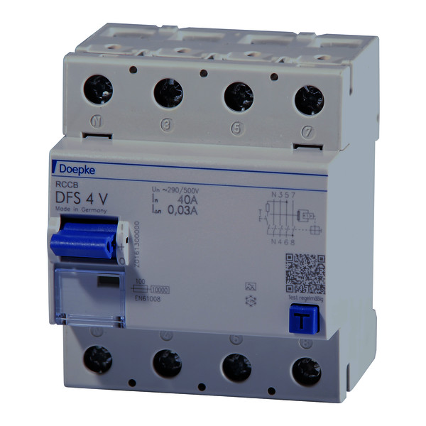 Interruptores diferenciales DFS 4 A V, 4 polos<br/>Interruptores diferenciales DFS 4 A V, 4 polos