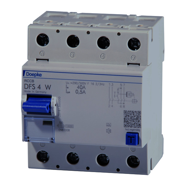 Residual current circuit-breakers DFS 4 A W, four-pole<br/>Residual current circuit-breakers DFS 4 A W, four-pole