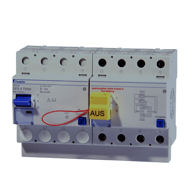 Interruptores diferenciales DFS 4 A Twin, 4 polos<br/>Interruptores diferenciales DFS 4 A Twin, 4 polos