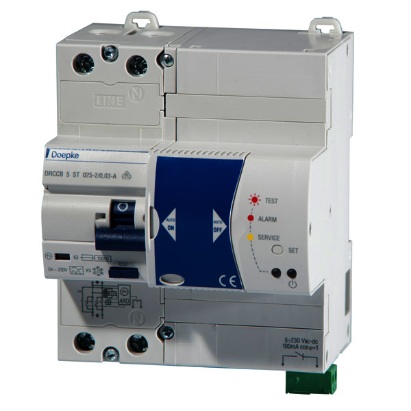 Residual current circuit-breakers DRCCB 5 ST, two-pole<br/>Residual current circuit-breakers DRCCB 5 ST, two-pole