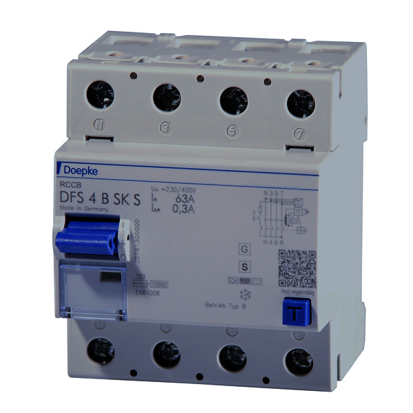 Residual current circuit-breakers DFS 4 B SK S, four-pole<br/>Residual current circuit-breakers DFS 4 B SK S, four-pole