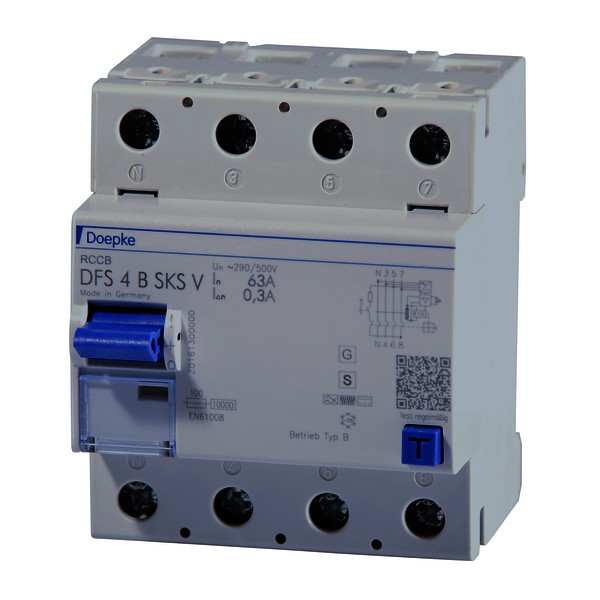 Residual current circuit-breakers DFS 4 B SK S V, four-pole<br/>Residual current circuit-breakers DFS 4 B SK S V, four-pole