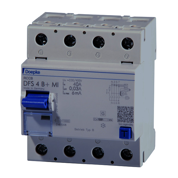 Residual current circuit-breakers DFS 4 B+ MI, four-pole<br/>Residual current circuit-breakers DFS 4 B+ MI, four-pole