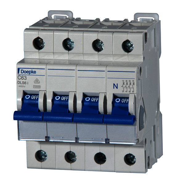 Miniature circuit-breakers DLS 6i, C characteristic, three-pole +N<br/>Miniature circuit-breakers DLS 6i, C characteristic, three-pole +N